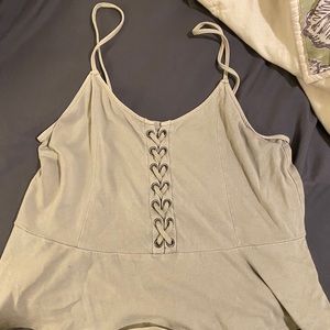 American Eagle lace up Green cropped peplum tank